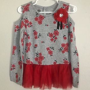 Kids Headquarters Floral Cold Shoulder Top